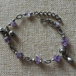 Amethyst Chip Stone Bracelet or Anklet 8.5” - 10”